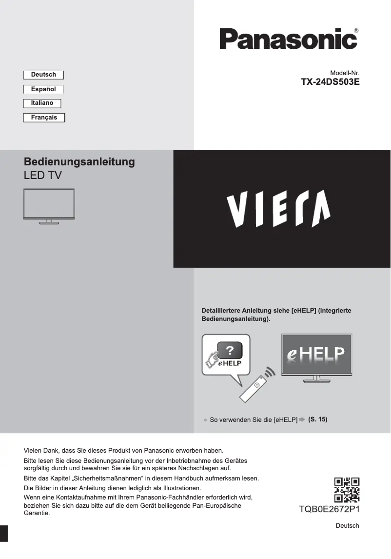 Página 1 del manual Guía de inicio rápido Panasonic TX-24DS503E