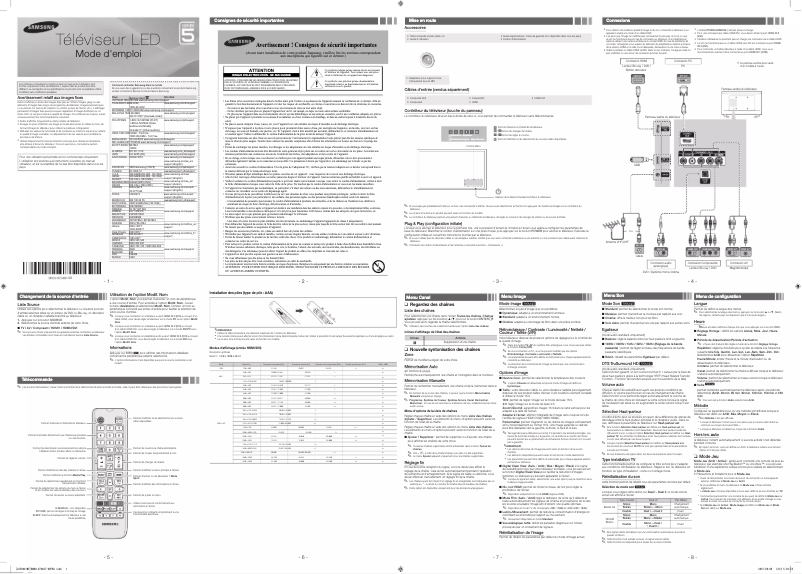 Page 1 de la notice Manuel utilisateur Samsung UA40J5000AR
