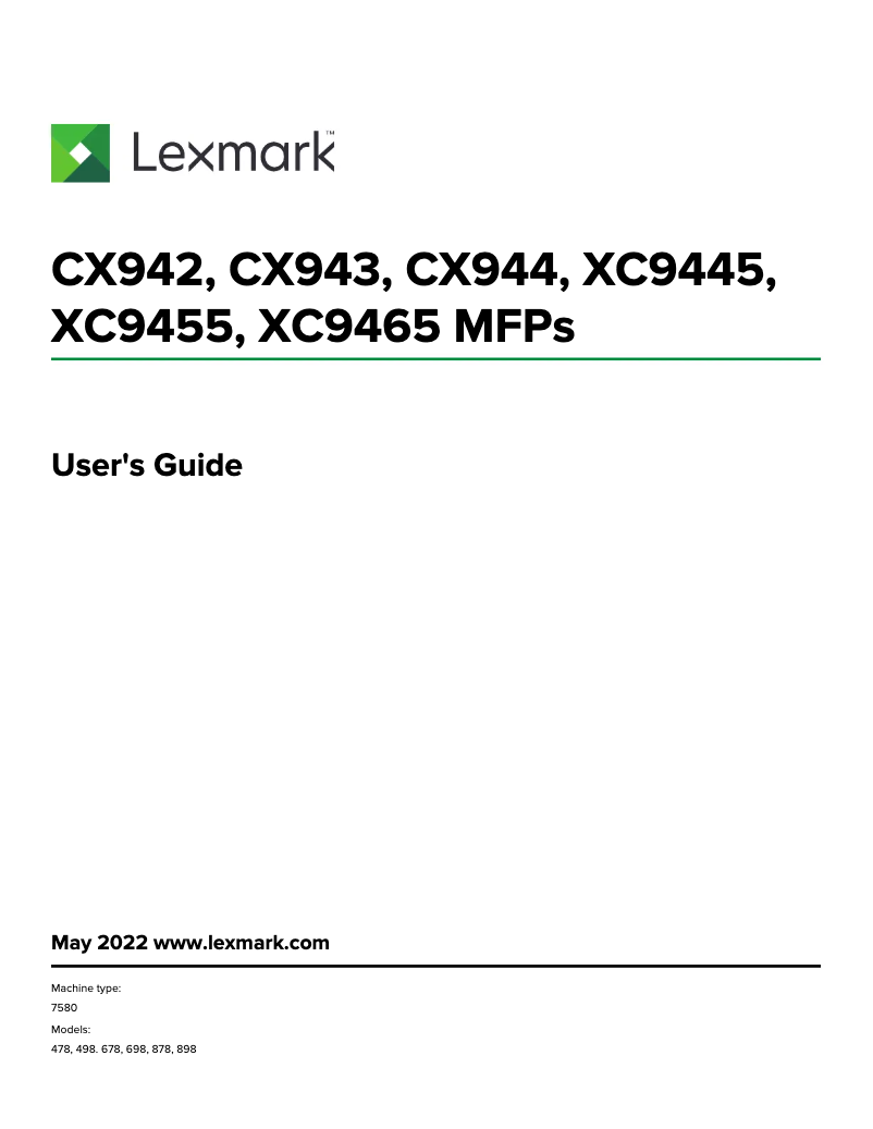 Image de la première page du manuel de l'appareil XC9445