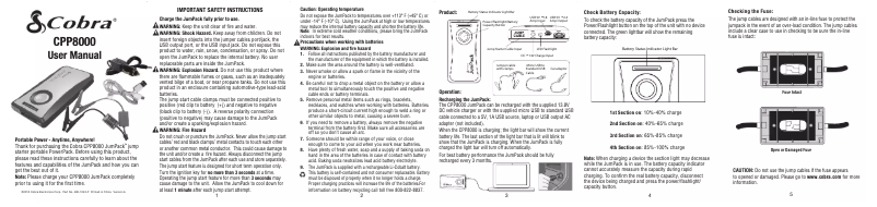 Page n°1 - Manuel utilisateur Cobra JumPack CPP 8000