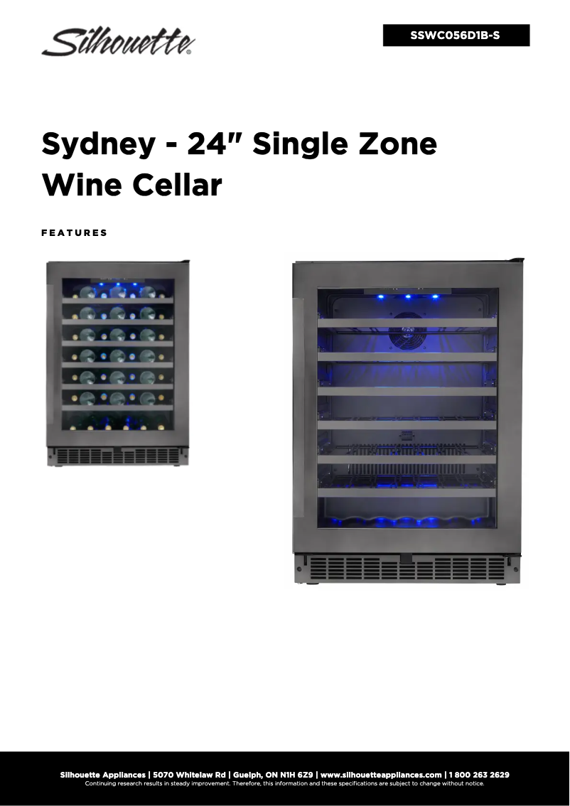 Page 1 de la notice Fiche technique Danby SSWC056D1B