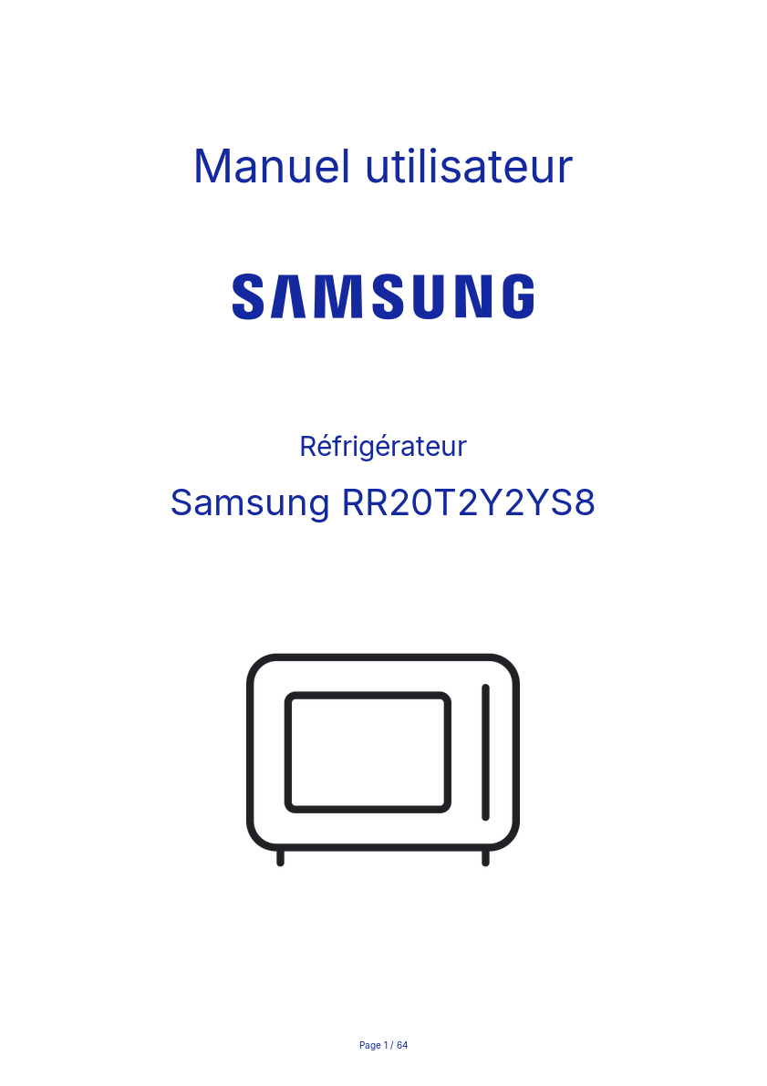 Page n°1 - Manuel utilisateur Samsung RR20T2Y2YS8