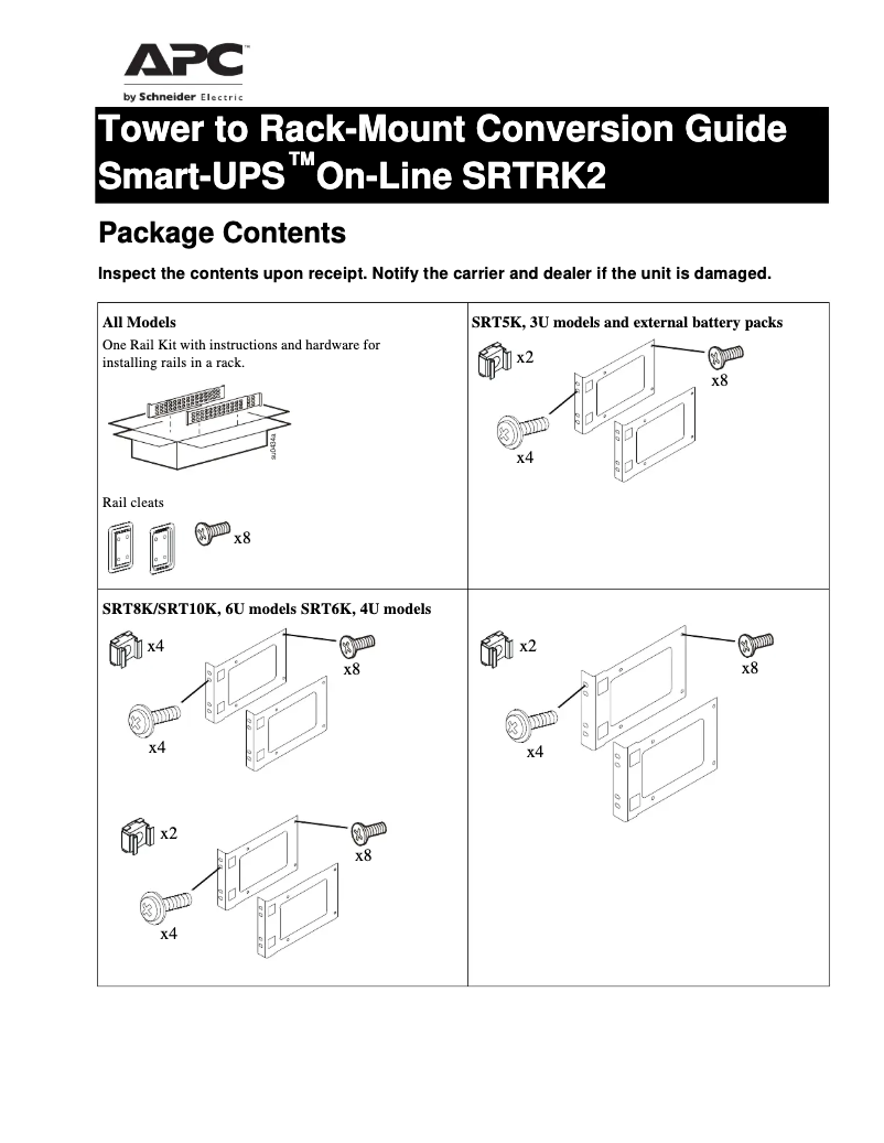 Page 1 de la notice Manuel utilisateur APC Smart-UPS SRTRK2