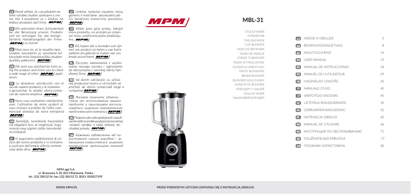 Page n°1 - Manuel utilisateur MPM MBL-31