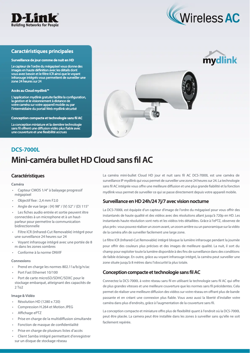Page 1 de la notice Fiche technique D-Link DCS-7000L