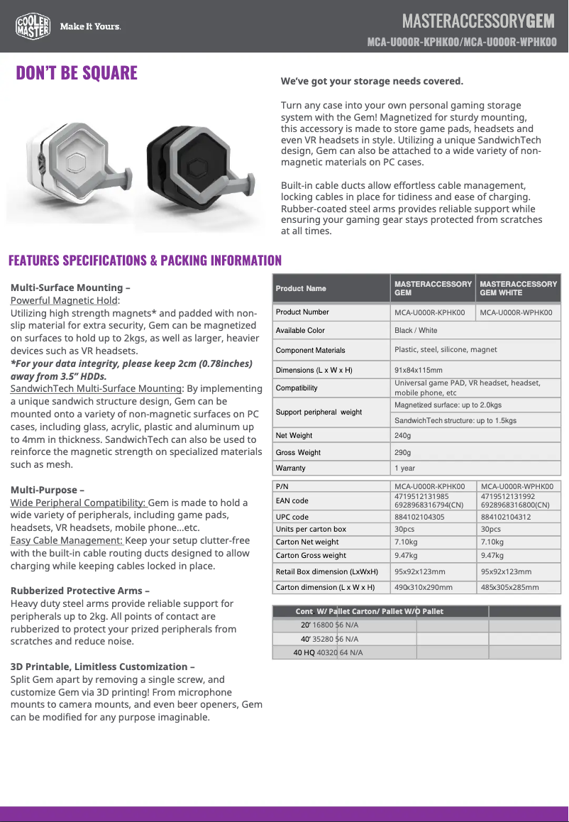 Page 1 de la notice Manuel utilisateur Cooler Master GEM