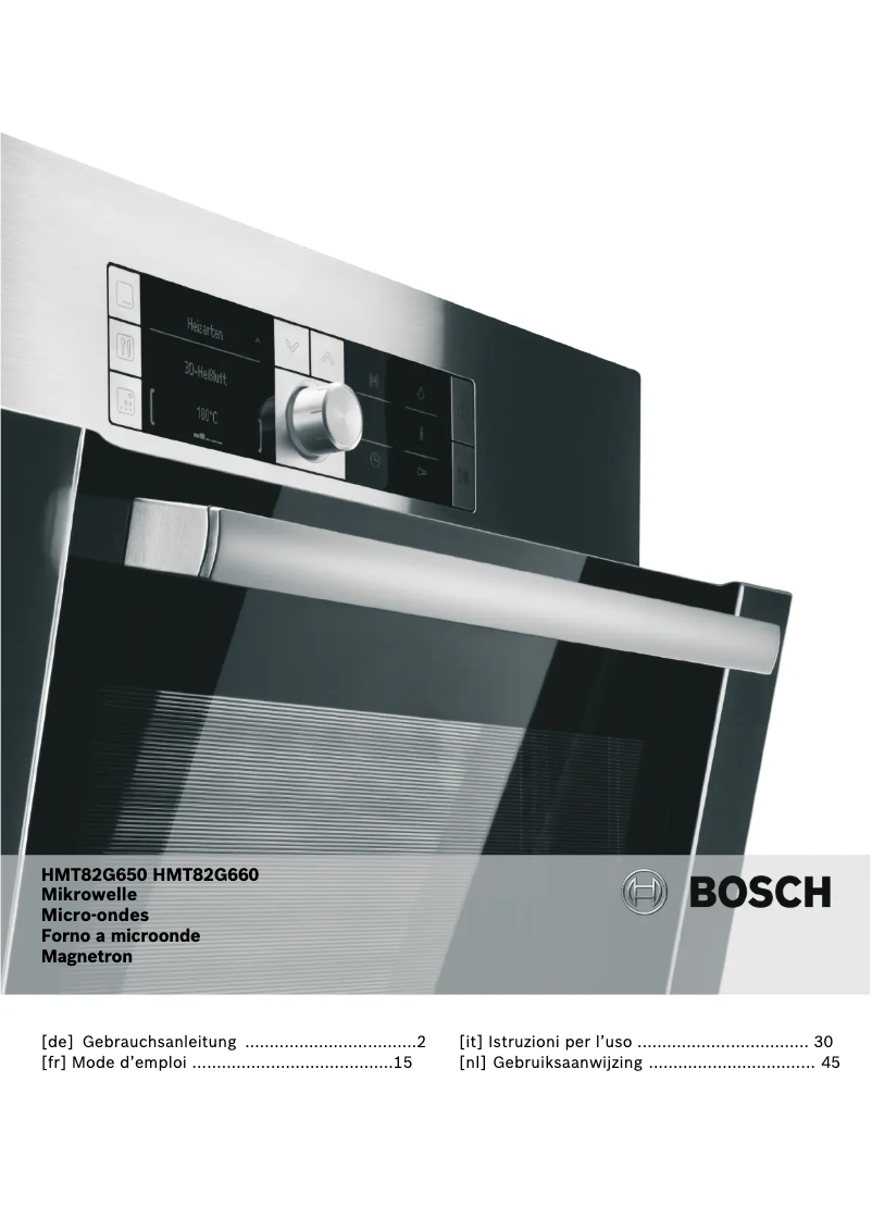 Page 1 de la notice Manuel utilisateur Bosch HMT82G650
