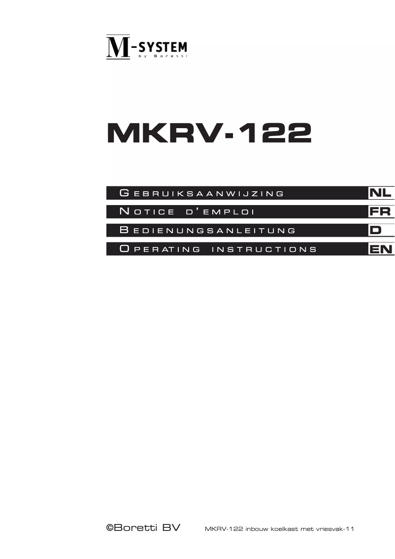 Page n°1 - Manuel utilisateur M-System MKRV-122