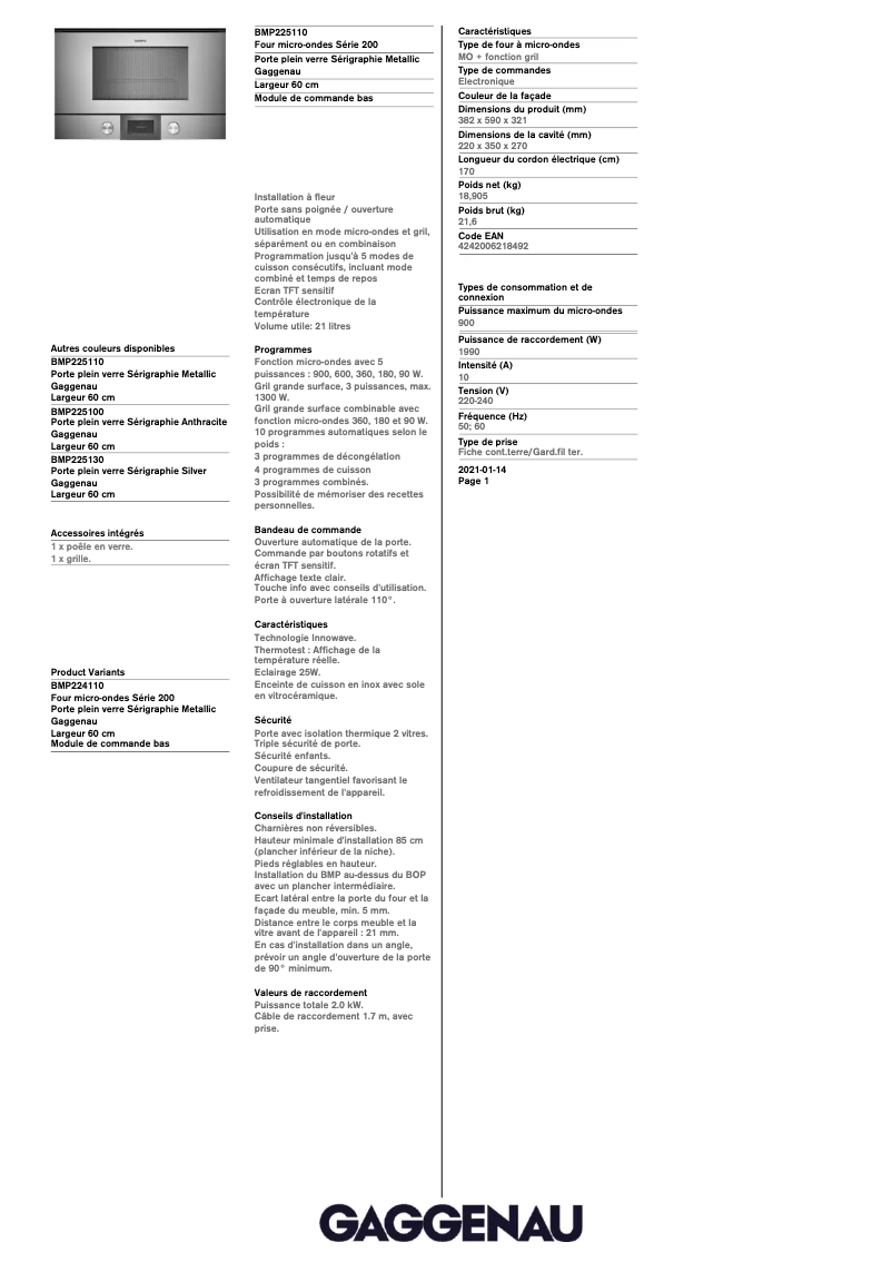 Imagen de la primera página del manual del dispositivo BMP225110