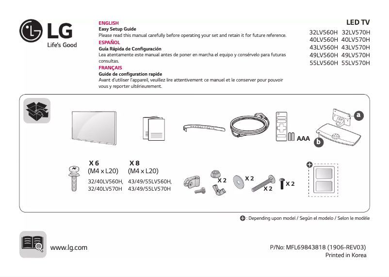 Page 1 de la notice Manuel utilisateur LG 43LV560HLA