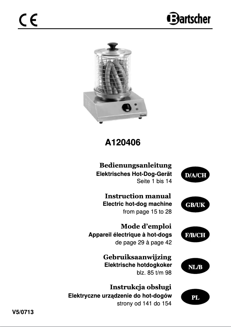 Page 1 de la notice Manuel utilisateur Bartscher A120406