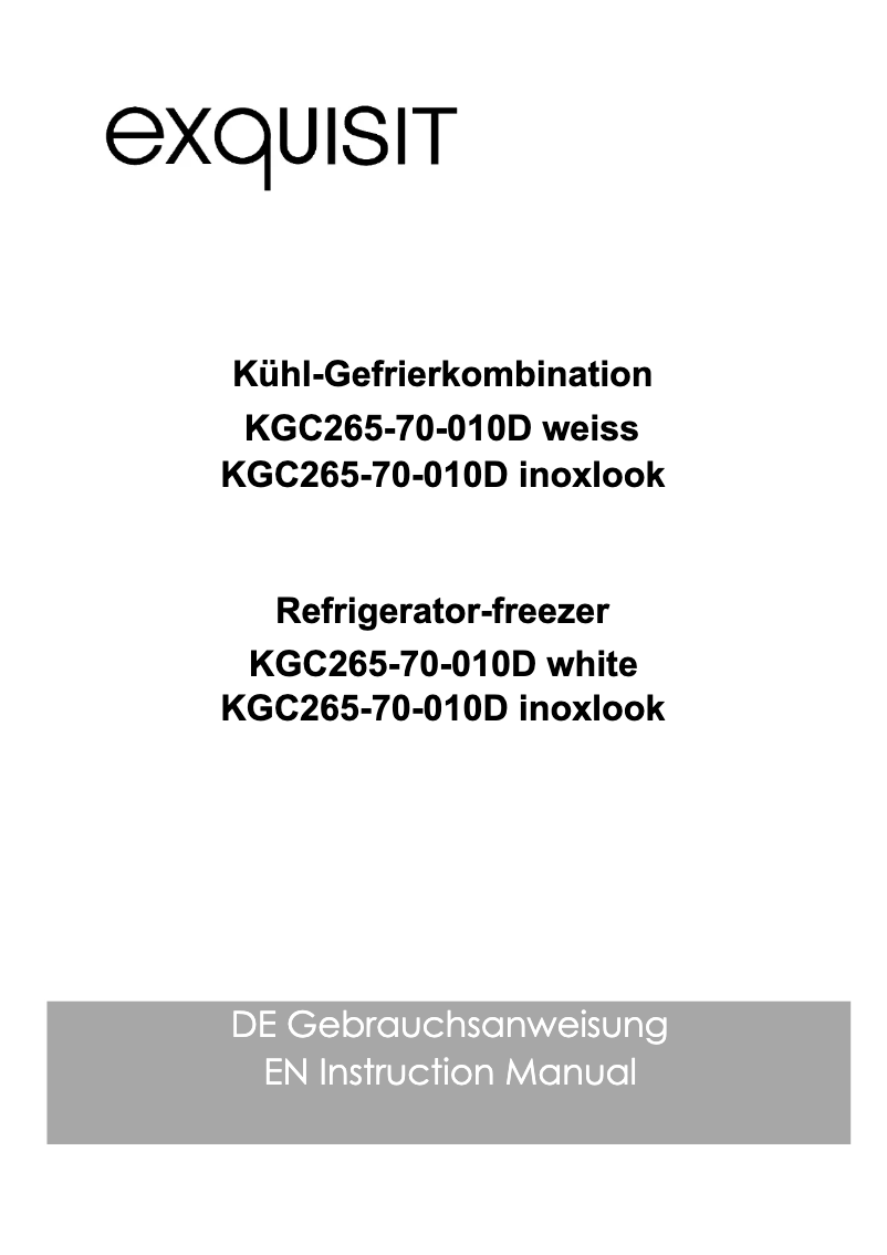 Page 1 de la notice Manuel utilisateur Exquisit KGC265-70-010D