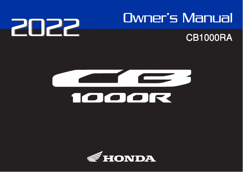 Page 1 de la notice Manuel utilisateur Honda CB1000RA (2022)