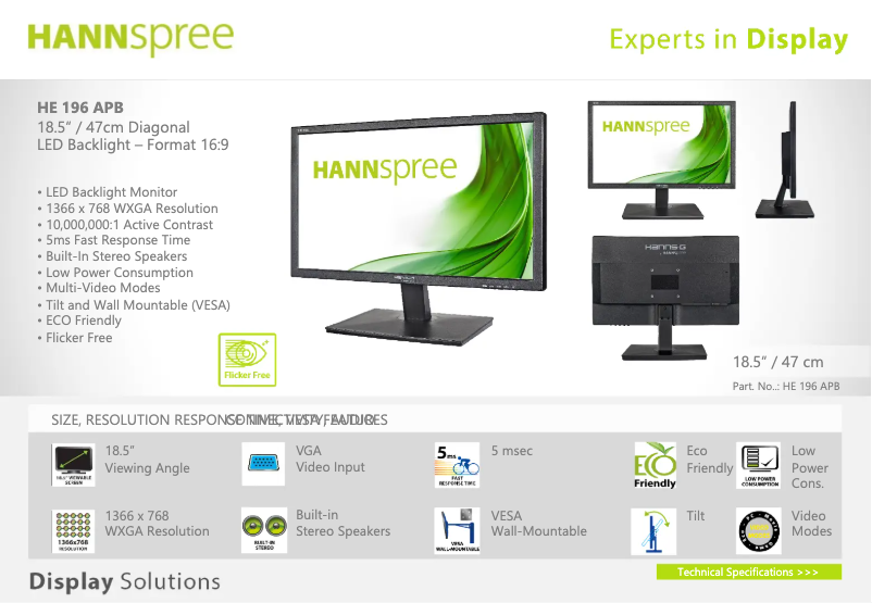 Image de la première page du manuel de l'appareil Hanns.G HE 196 APB