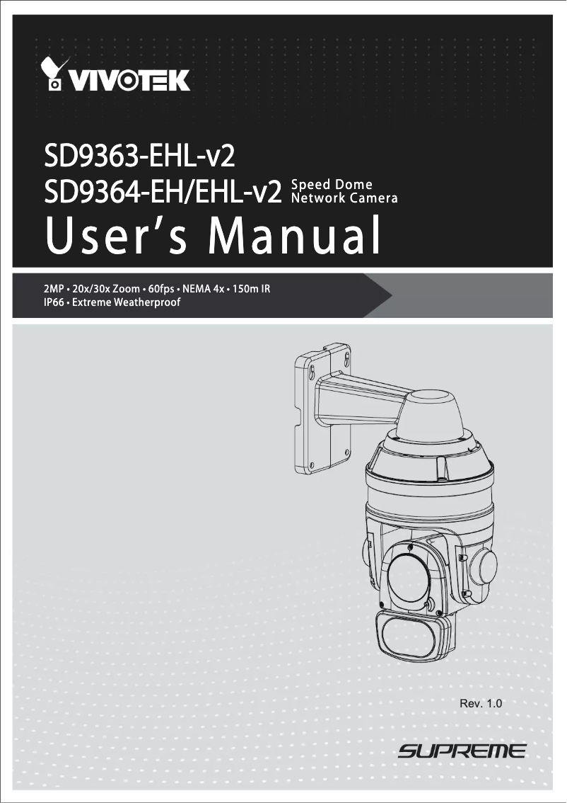 Page 1 de la notice Manuel utilisateur Vivotek SD9364-EHL-V2