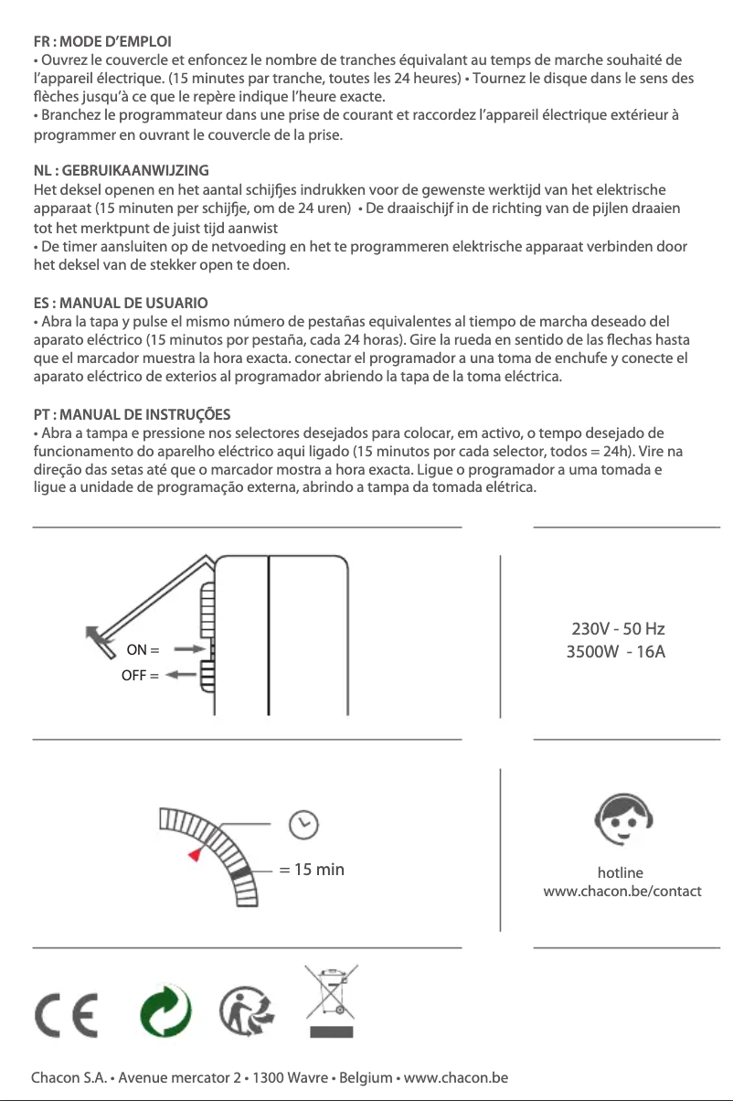 Page 1 de la notice Manuel utilisateur Chacon 54009