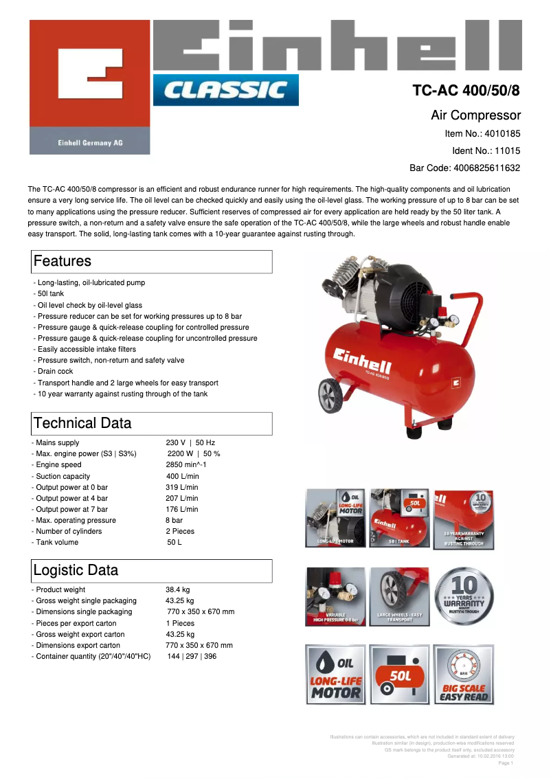 Image de la première page du manuel de l'appareil TC-AC 400/50/8