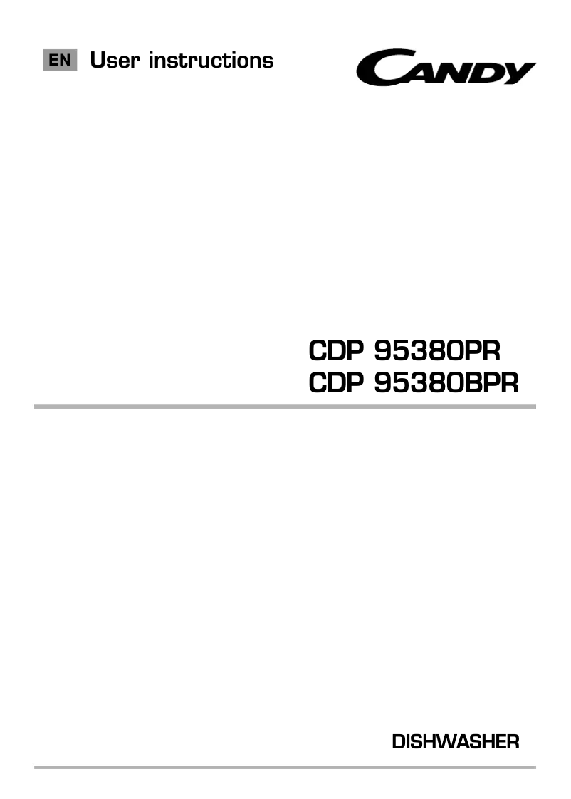 Page n°1 - Manuel utilisateur Candy CDP 95380PR-80