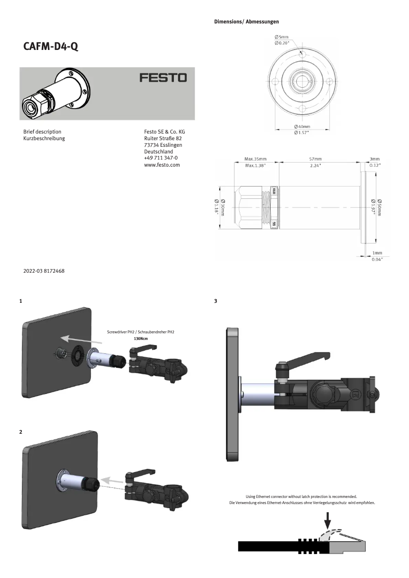 Page 1 de la notice Manuel utilisateur Festo CAFM-D4-Q