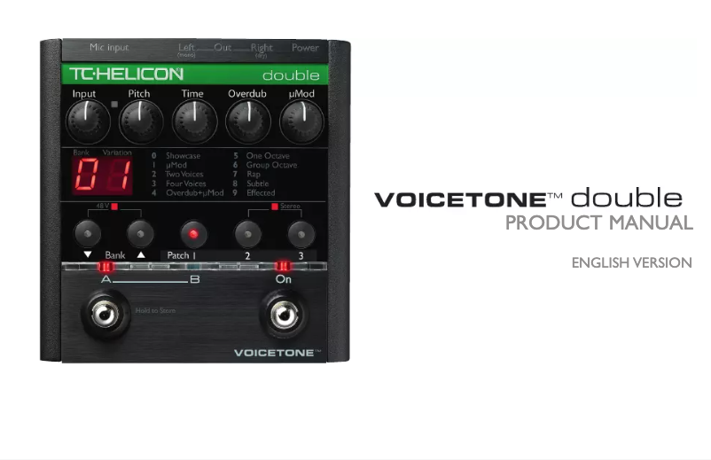 Page n°1 - Manuel utilisateur TC Helicon VoiceTone Double