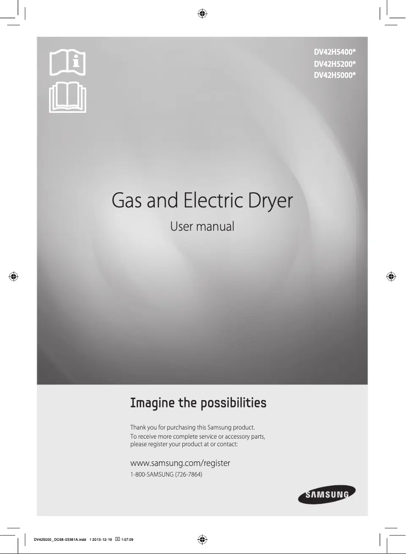 Image de la première page du manuel de l'appareil DV42H5400GW