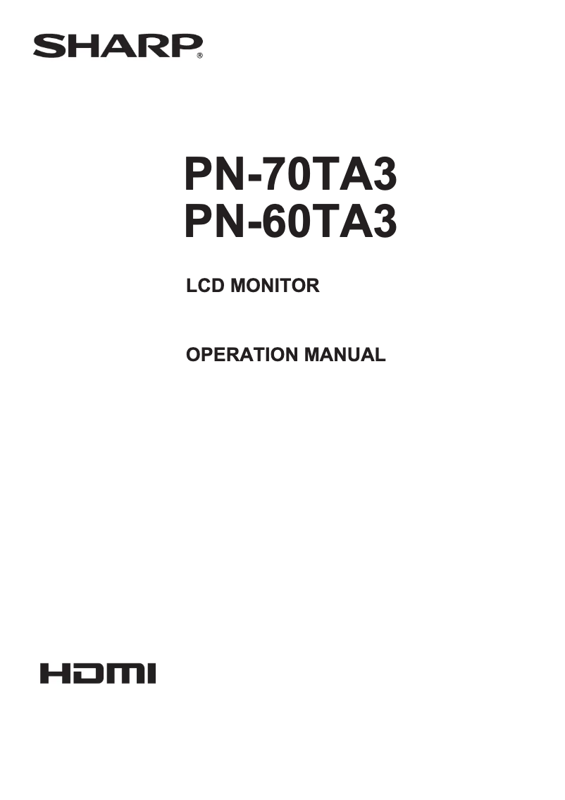 Page 1 of the manual User Manual Sharp PN60TA3