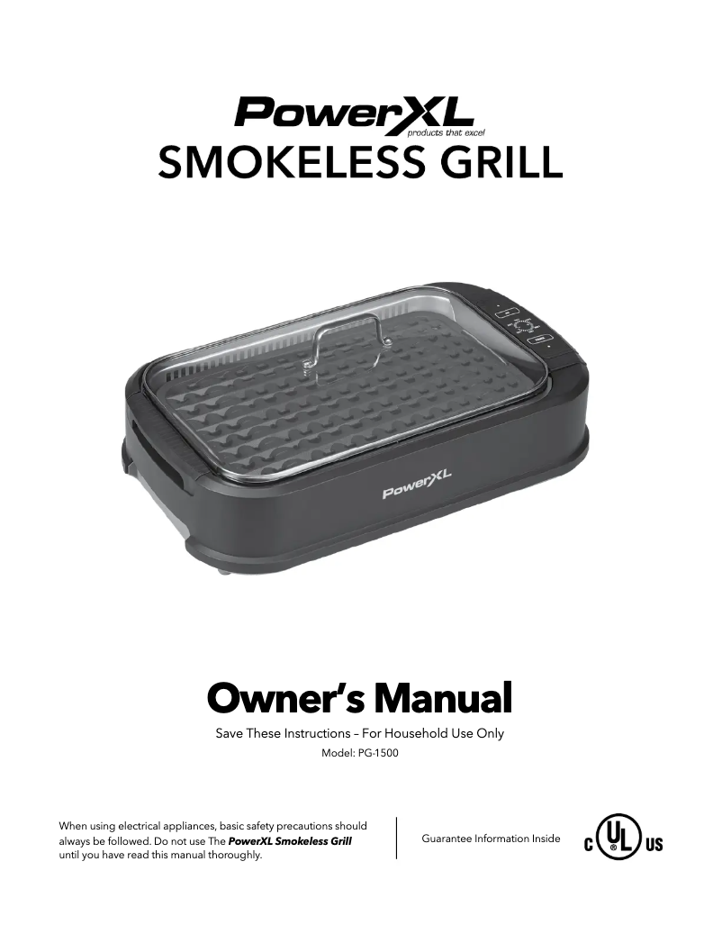 Page 1 de la notice Manuel utilisateur PowerXL Smokeless Grill PG-1500