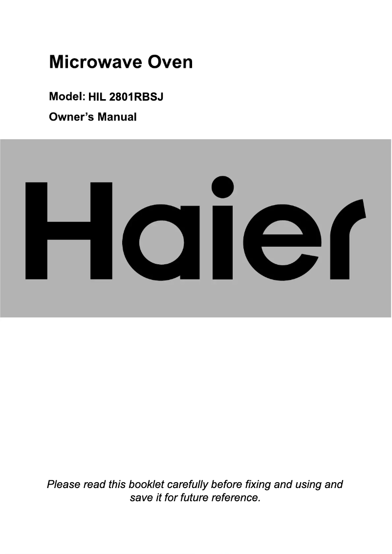 Page 1 de la notice Manuel utilisateur Haier HIL2801RBSJ
