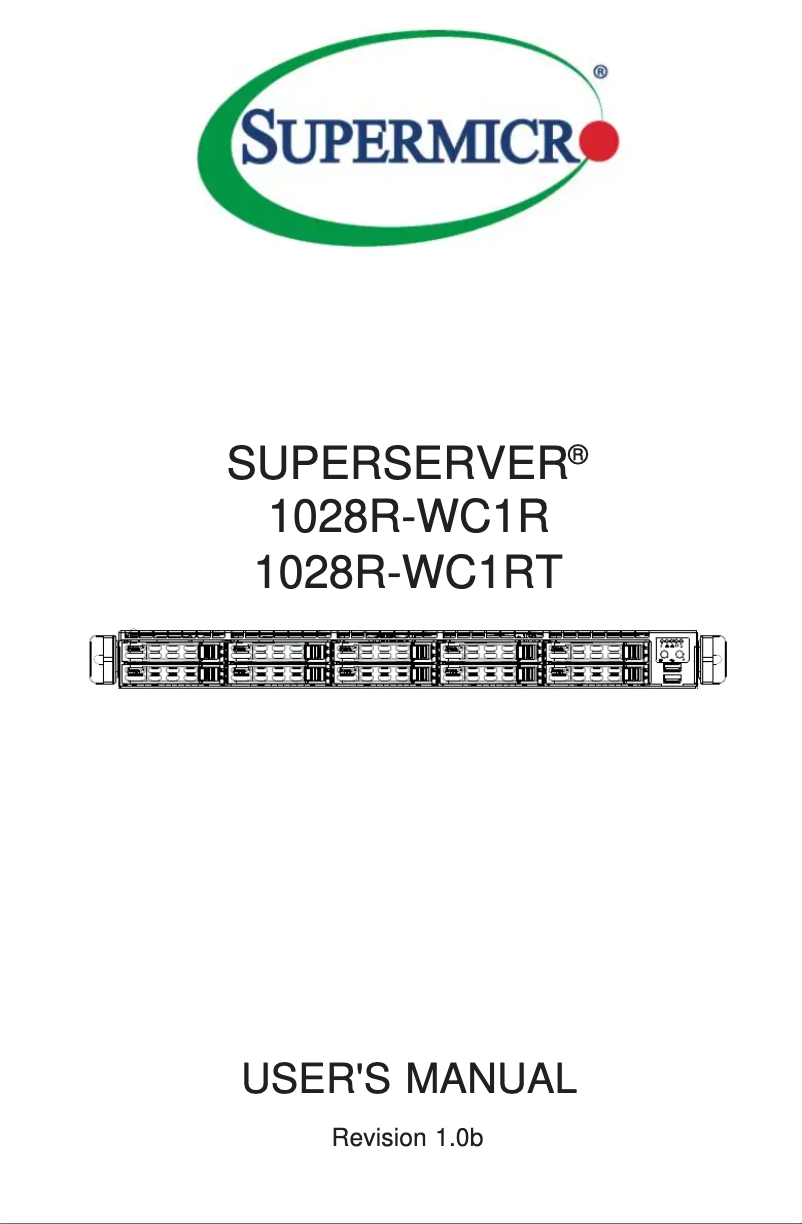 Image de la première page du manuel de l'appareil SuperServer 1028R-WC1RT
