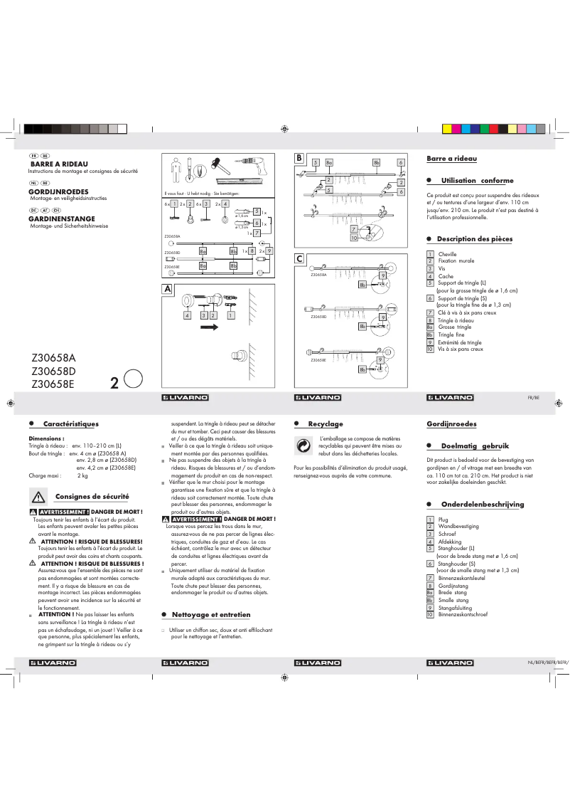 Page 1 de la notice Manuel utilisateur Livarno Lux Z30658A