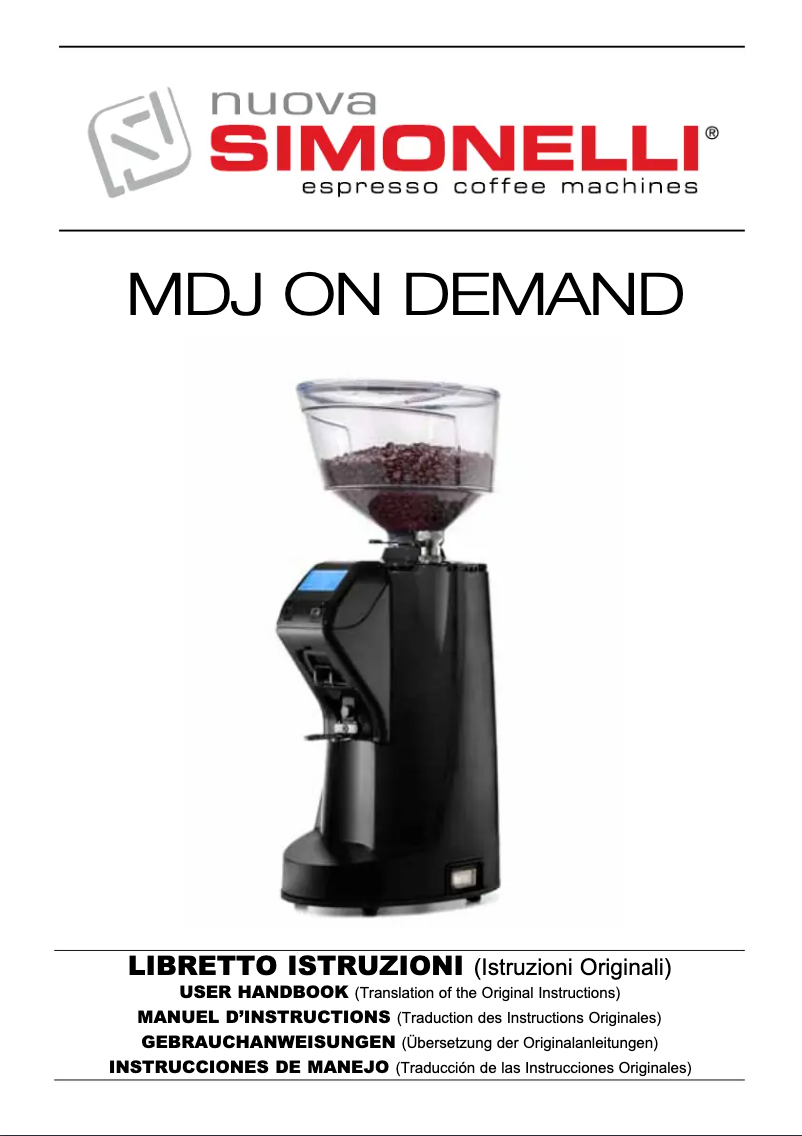 Page n°1 - Manuel utilisateur Nuova Simonelli MDJ On-Demand
