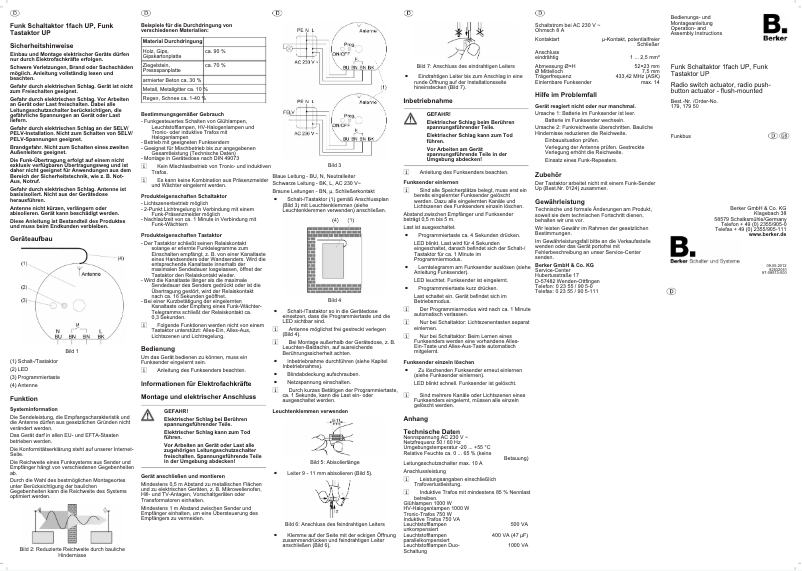 Page 1 of the manual User Manual Berker 179