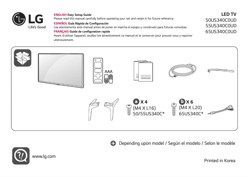 Página 1 del manual Manual de usuario LG US340C 65"