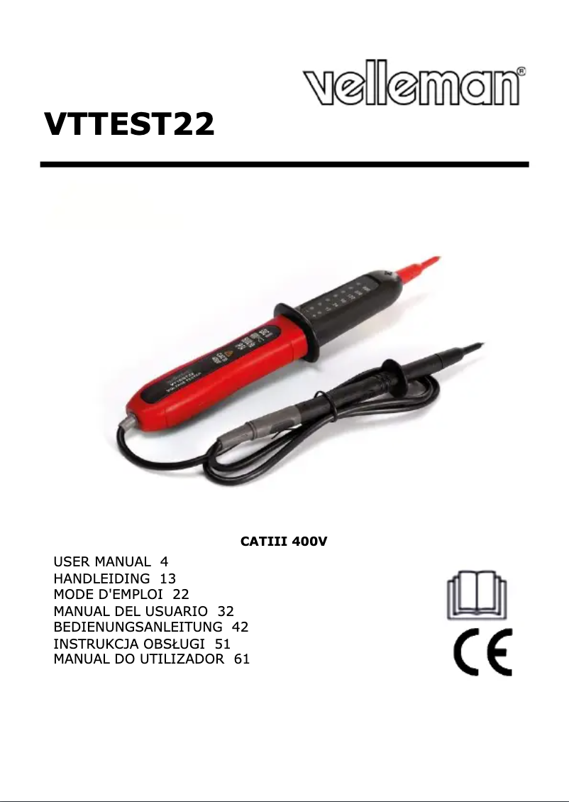 Página 1 del manual Manual de usuario Velleman VTTEST22