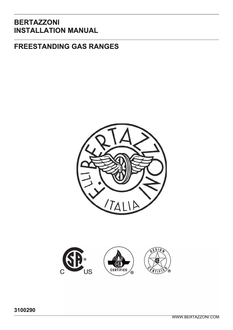 Page 1 de la notice Guide d'installation Bertazzoni PROF366GASNET