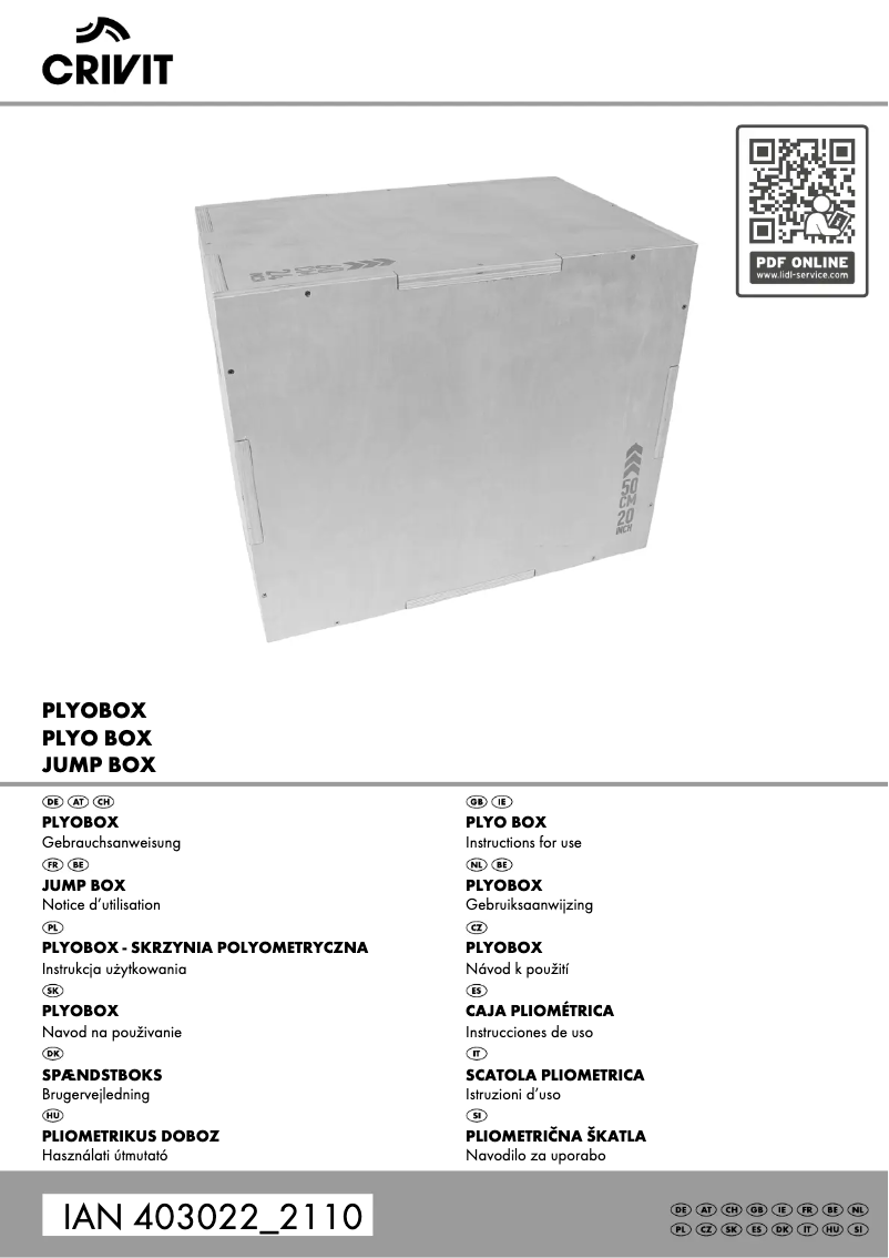 Page n°1 - Manuel utilisateur Crivit IAN 403022