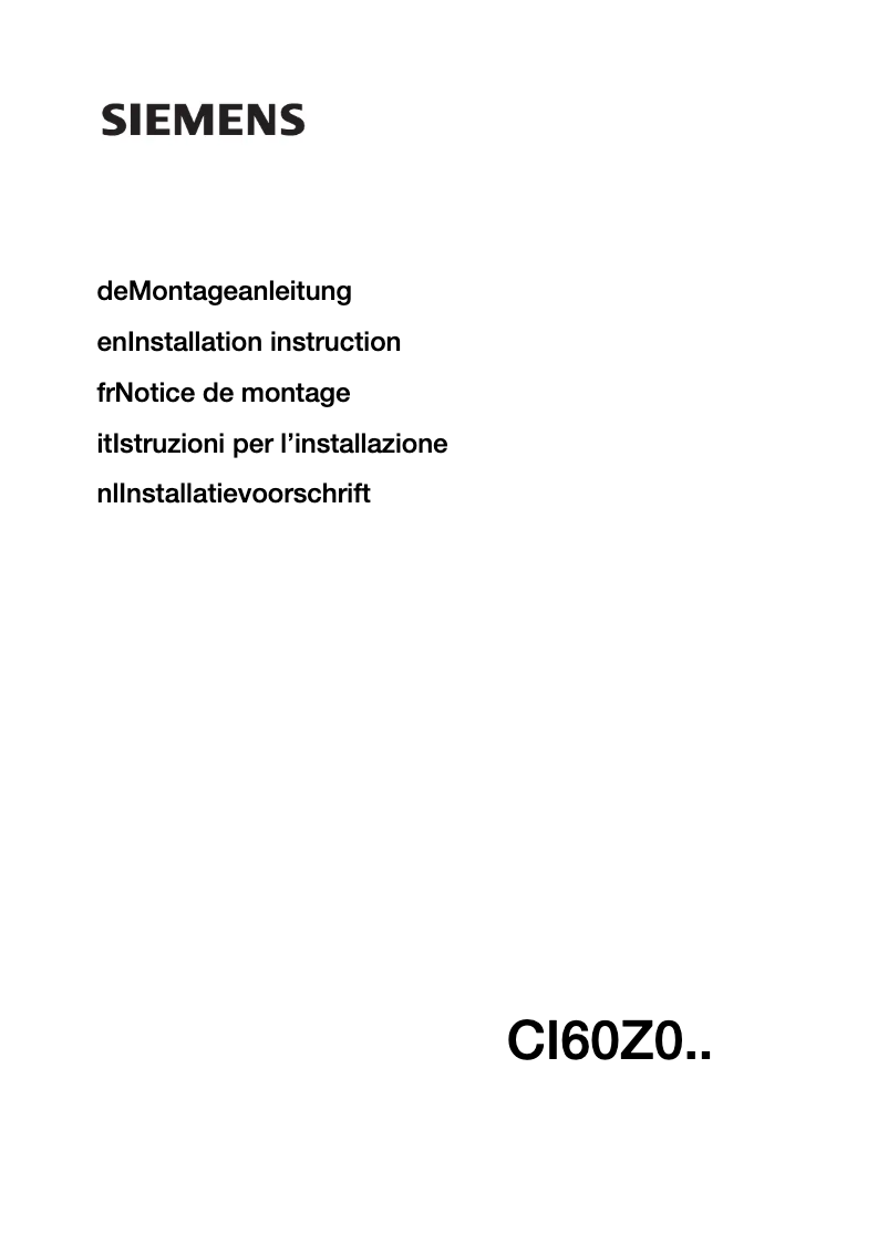 Image de la première page du manuel de l'appareil CI60Z000