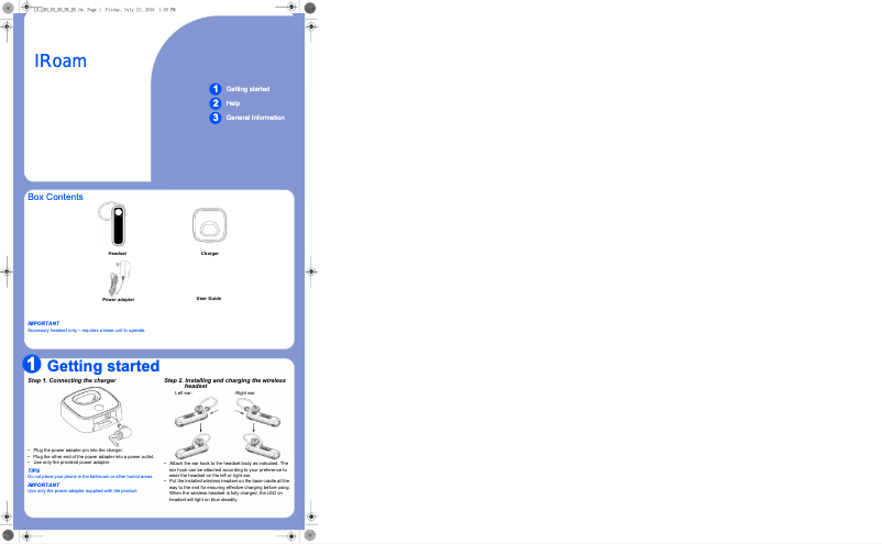Image de la première page du manuel de l'appareil IDECT iRoam