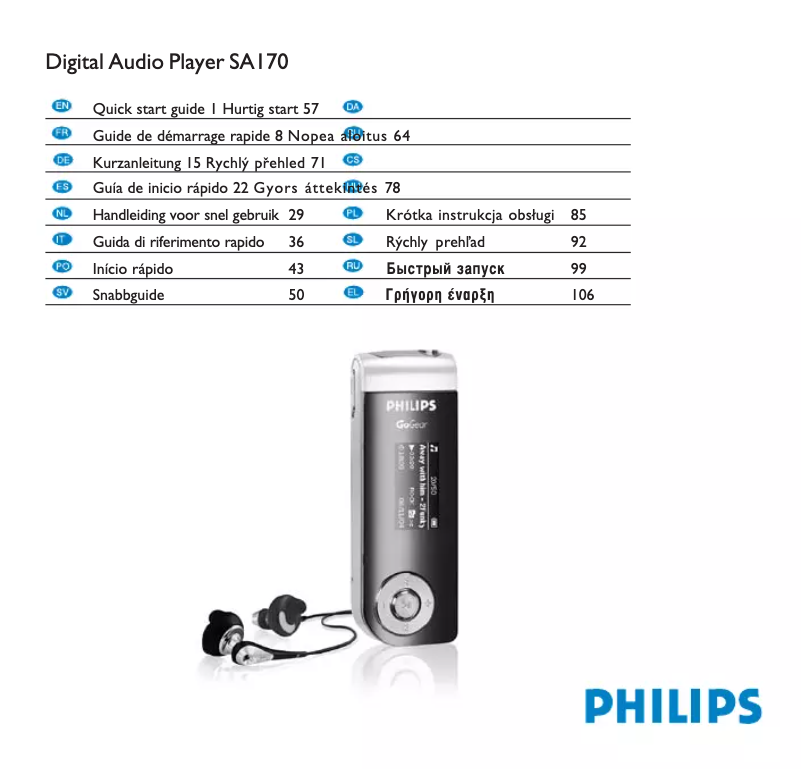 Página 1 del manual Guía de inicio rápido Philips GoGear SA174
