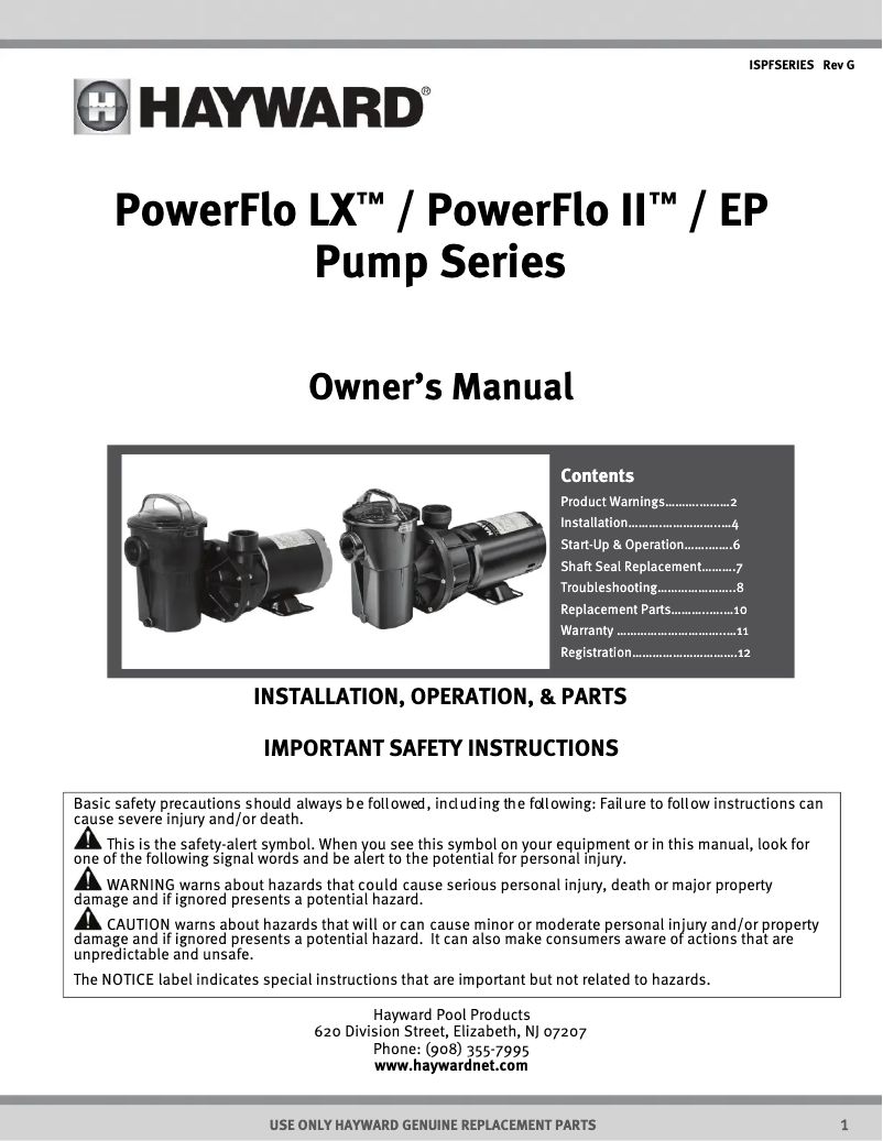 Image de la première page du manuel de l'appareil PowerFlo LX