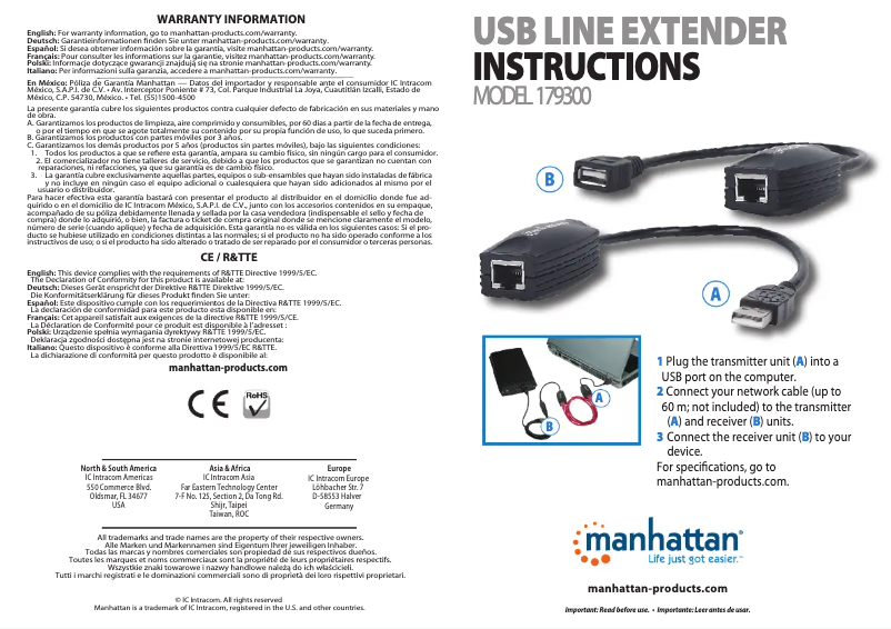 Page 1 de la notice Manuel utilisateur Manhattan 179300