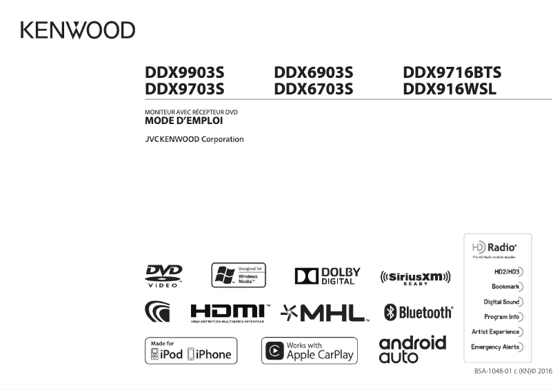 Page 1 de la notice Manuel utilisateur Kenwood DDX6903S