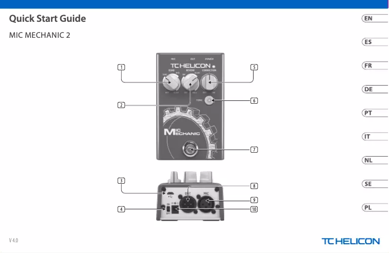 Page n°1 - Guide de démarrage rapide TC Helicon Mic Mechanic 2