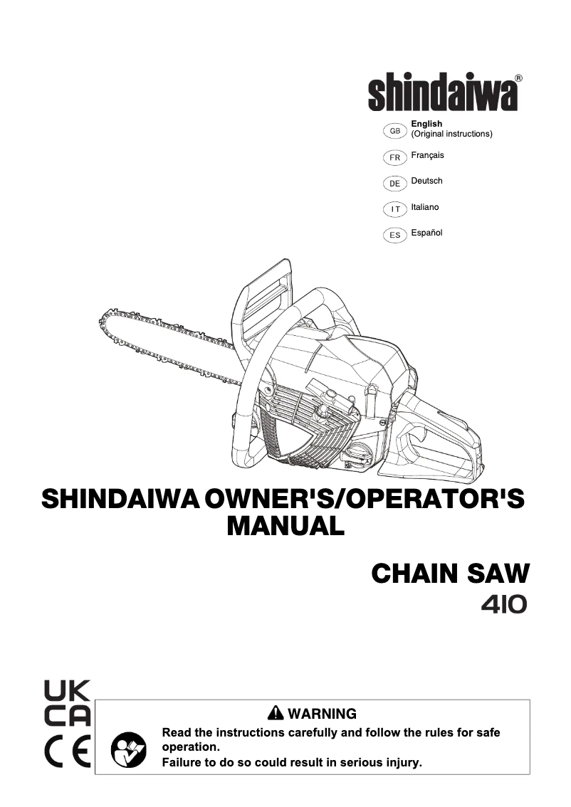 Página 1 del manual Manual de usuario Shindaiwa 410