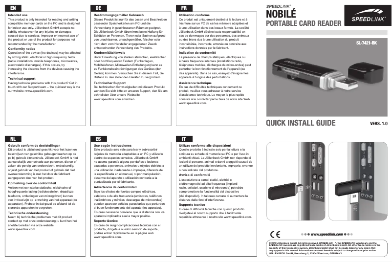 Page n°1 - Manuel utilisateur Speed-Link SL-7421-BK