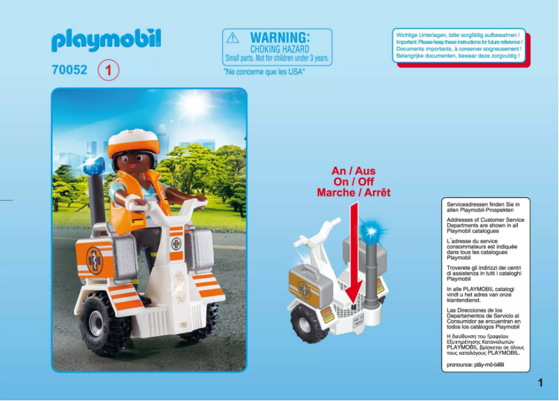 Page n°1 - Manuel utilisateur Playmobil 70052