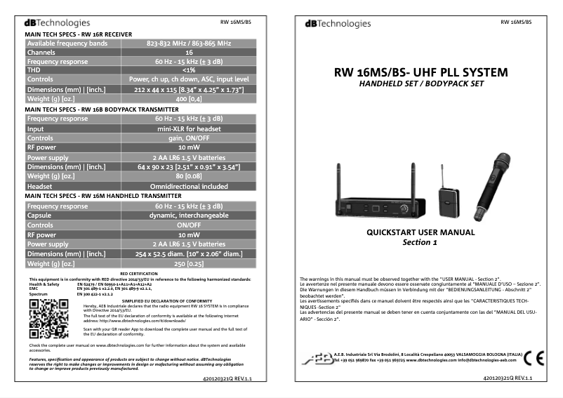 Image de la première page du manuel de l'appareil RW 16MS