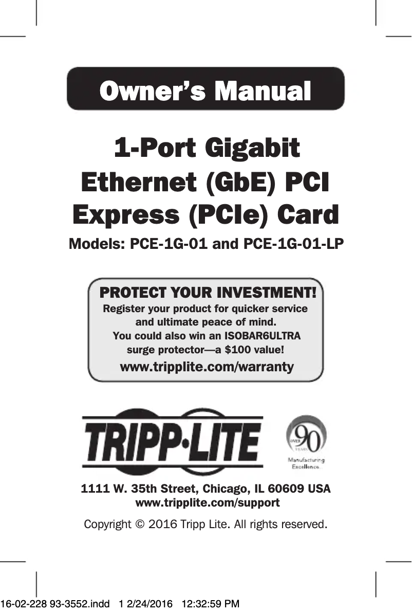 Página 1 del manual Manual de usuario Tripp Lite PCE-1G-01-LP