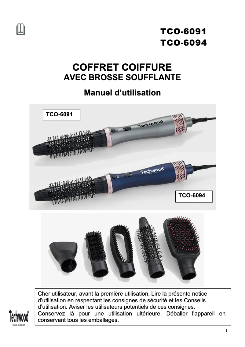 Page 1 de la notice Manuel utilisateur Techwood TBR-254