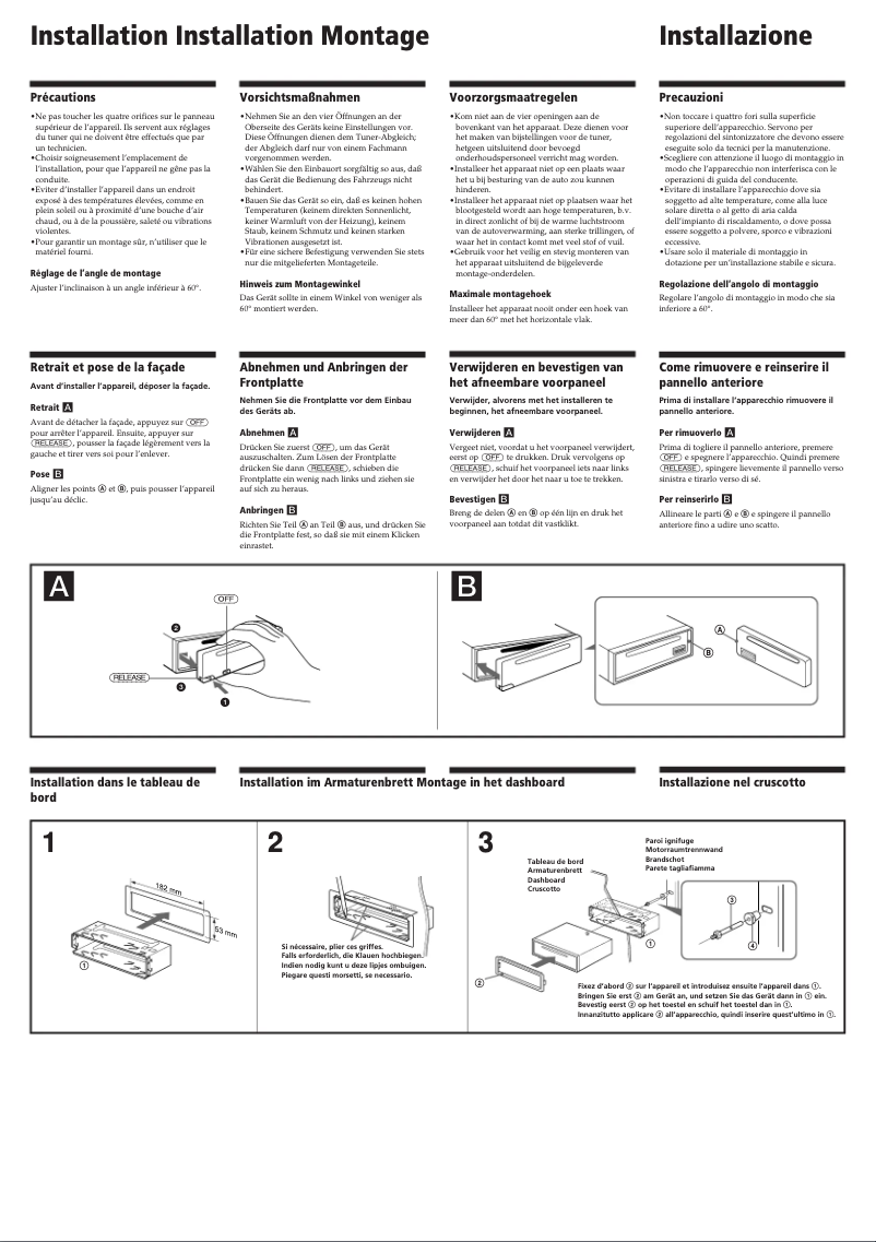 Page 1 de la notice Guide d'installation Sony CDX-4180R